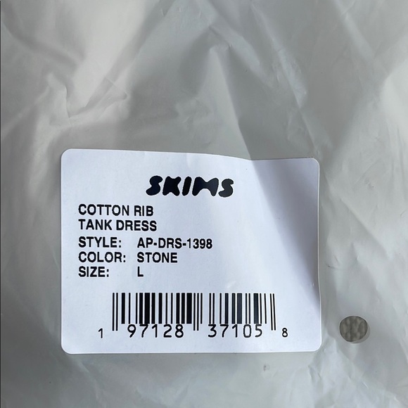 SKIMS Stretch Cotton Rib Tank Dress - STONE - size Large - Picture 13 of 14